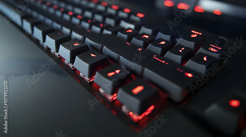 Black QWERTY Keyboard a?" Close-up of a black computer keyboard with QWERTY layout, highlighting modern technology -