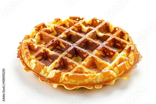 Liege Waffle: Traditional Belgian Dessert on White Background