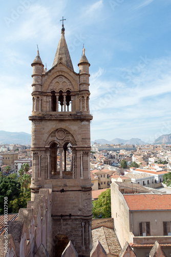 On the roof of the Palermo cathedral, Italy. The church was erected in 1185 by Walter Ophamil, the Anglo-Norman archbishop of Palermo.