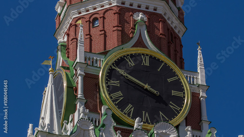 Moscow Kremlin, Spasskaya clock tower timelapse hyperlapse.