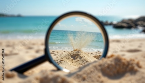 A magnifying glass looking at a sand dune