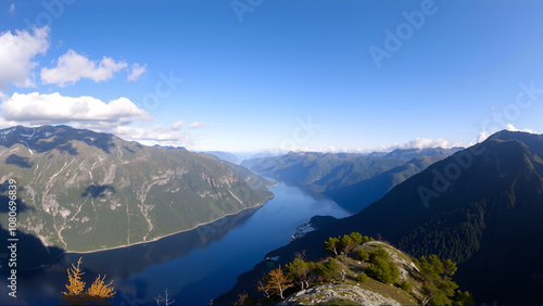 View on Geirangerfjord from Flydasjuvet viewpoint Norway