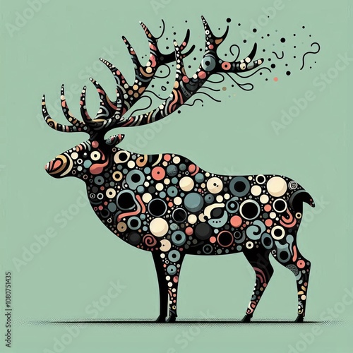 Dadaist Elk The antlers dissolve into random nonsensical pattern