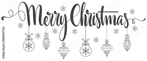 merry christmas lettering, Merry christmas hand lettering calligraphy isolated on transparent background. Vector holiday illustration element. Merry Christmas script calligraphy