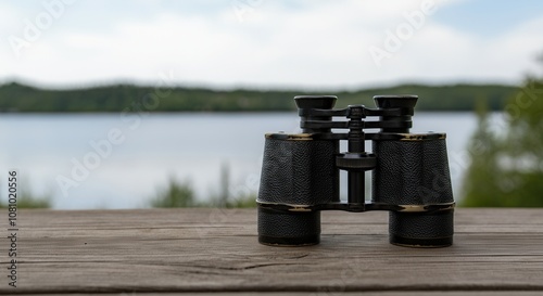 Serene lake view classic binoculars