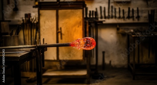 Artisan glassblowing in traditional workshop