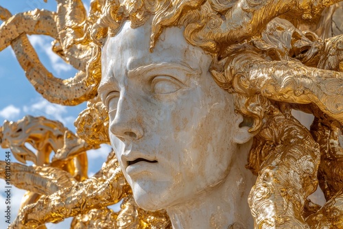 The original metal fence for Turin's Royal Palace is adorned with a golden face.