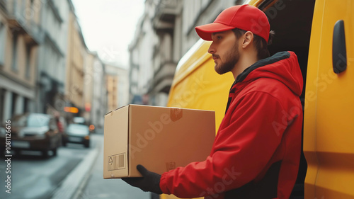 Weihnachtspaketen kommen pünktlich - Zusteller der Post mit Paket