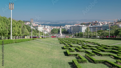 Eduardo VII park and gardens in Lisbon, Portugal timelapse hyperlapse