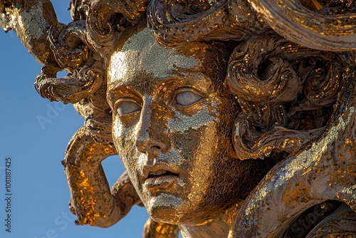 Italian Royal Palace, originally metal fence. Image of a golden face.