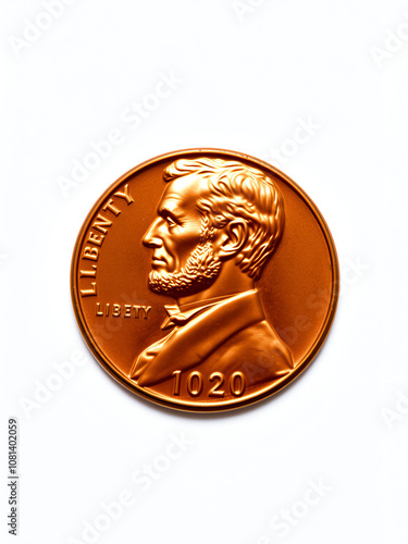 American 2020 penny with portrait of President Lincoln