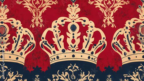 Liechtenstein princely crown inspired regal pattern wallpaper design. Regal. Illustration