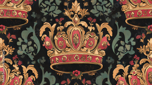 Liechtenstein princely crown inspired regal pattern wallpaper design. Regal. Illustration