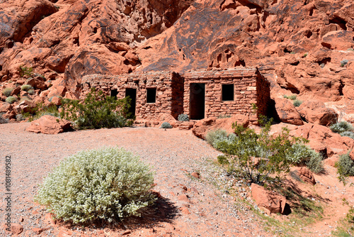 Built in 1933 by the Civilian Conservation Corps, 'The Cabins' in Valley of Fire State Park, Nevada. 