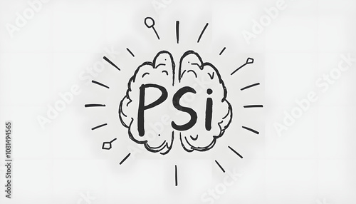 doodle symbol of psychology psi isolated highlighted by white, png