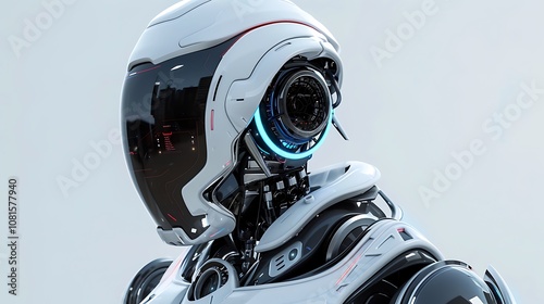 A high-quality 3D rendering of a futuristic robot in a sleek, modern design.