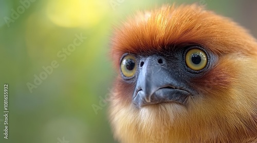 A close up of a bird with yellow eyes