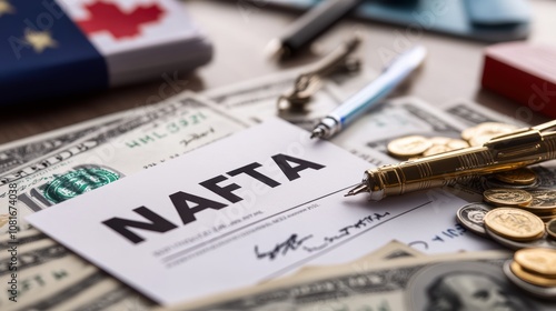 Nafta trade agreement document economic environment business context close-up viewpoint financial significance