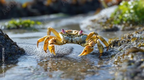 Crab scuttling in a wildlife scene