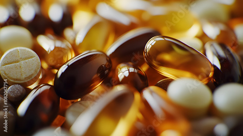 Close-up shots of various types of medicine and pills in different shapes and colors.