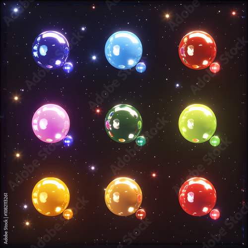 Captivating Rendition of Noble Gases From The Periodic Table Positioned in Outer Space