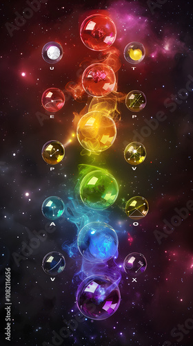 Captivating Rendition of Noble Gases From The Periodic Table Positioned in Outer Space