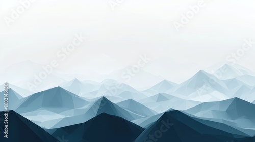 Geometric Low-Poly Mountains in Deep Blues and Grays with Morning Mist: High-Resolution Digital Background for Finance and Consulting Services with Clean Edges and Strategic Depth.