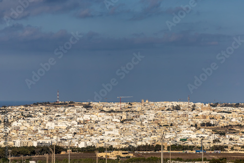 Mdina, Malta, A view of the Valletta suburbs from the fortified city of Mdina.