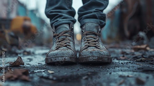 Wearing mismatched shoes, symbolizing mental disorganization