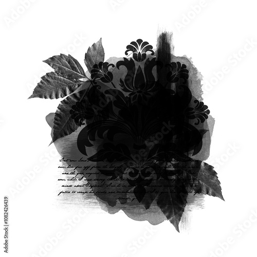 Artistic black summer, autumn mask. Basis element on white background