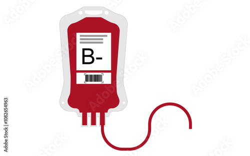 B- Blood Transfusion bag, Blood Bag Isolated on transparent Background, B negative 