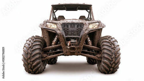 Muddy Off-Road Vehicle on White Background