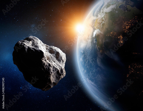 asteroide vagando por el espacio cerca de la tierra 