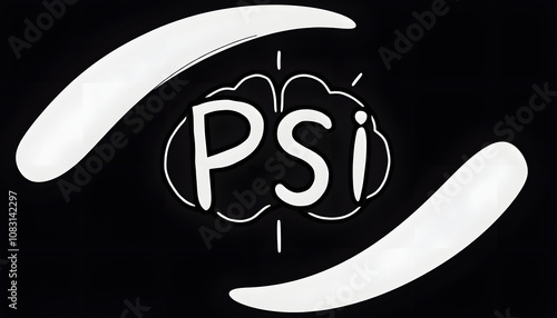 doodle symbol of psychology psi with white shades, png