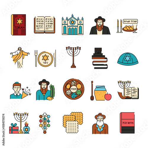 Judaism color icon. Judaism religion.