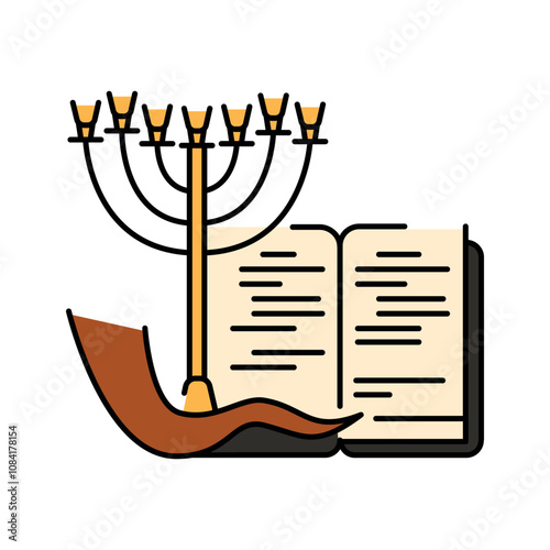 Yom Kippur color icon. Judaism religion.