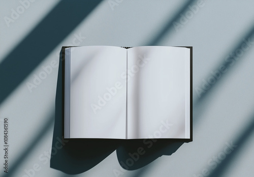 Open Blank Magazine Mockup on Gray Background.