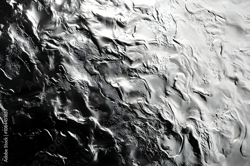 Abstract close-up of textured metallic surface with swirling patterns.