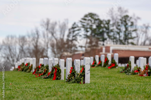 Quiet View Of An American Military Cemetery Celebrating National Pride