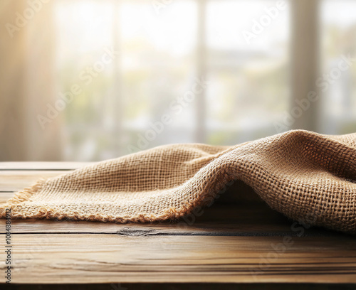 A piece of cloth is laying on a wooden table