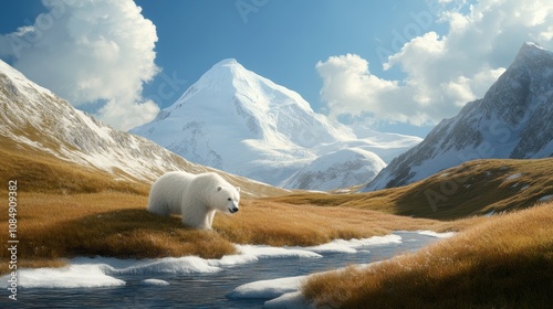 Majestic Polar Bear Roaming Pristine Arctic Wilderness Landscape