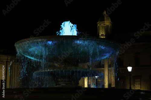 National Gallery fountain in London, Night View