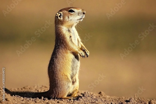 Alert Prairie Dog Standing Watch in Its Natural Habitat