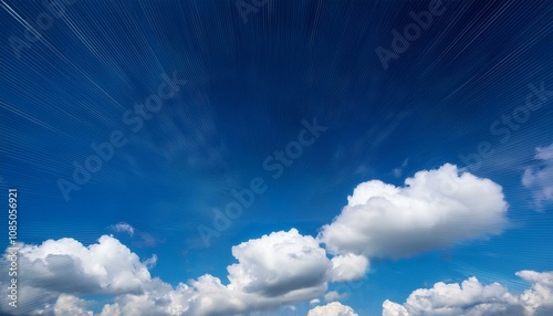 明るい青空に白い雲がふわふわと浮かぶ、軽やかで開放感のある風景が広がる背景。