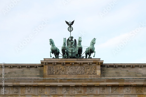 Quadriga on the Brandenburg Gate. The Quadriga – based on the ancient model, a two-wheeled chariot with four horses and the goddess of victory Victoria – was created in 1793 by Johann Gottfried Schado