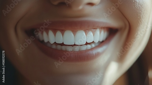 closeup of a womans radiant smile with impeccably white teeth