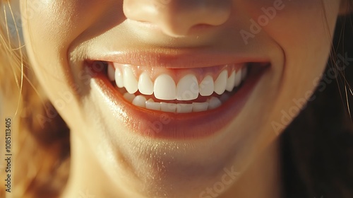 closeup of a womans radiant smile with impeccably white teeth