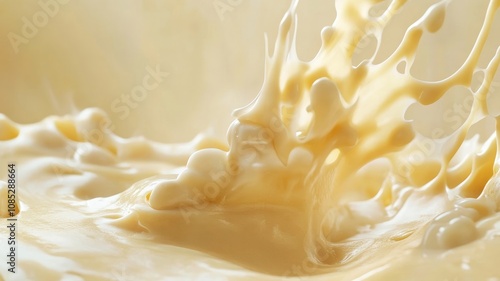 Creamy liquid splashing, highlighting texture and fluid dynamics in close-up view