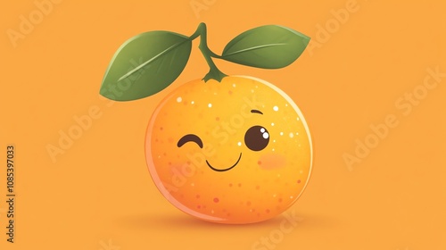 A cartoon orange with a winking smiley face.