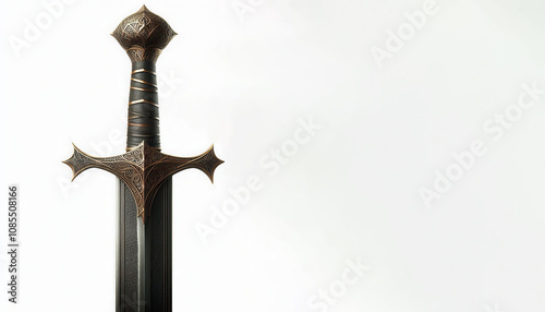 medieval sword on white background